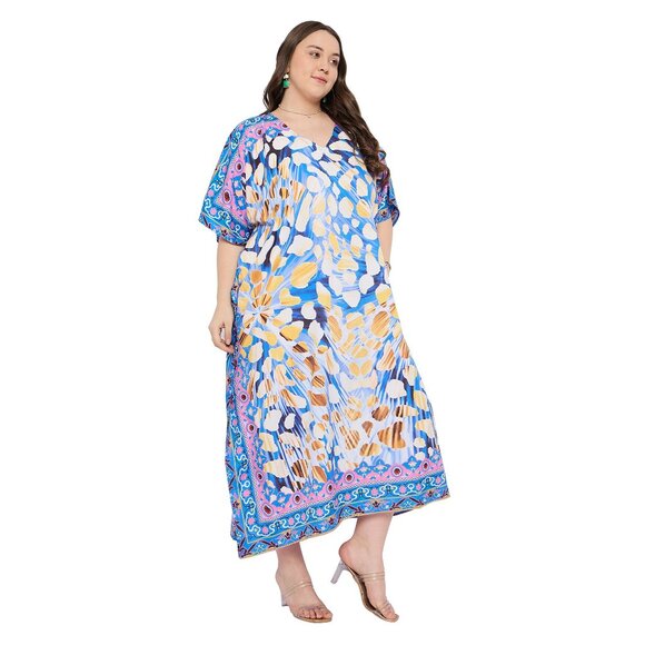 Gypsie Blu Leopard Printed Caftan Dress Stylish Maxi Dresses Christmas Gifts - Picture 4 of 8